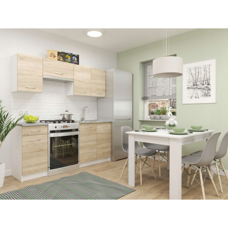 Stół kuchenny 110x70 Dąb Sonoma + Białe Nogi + 4 krzesła Skandynawskie Milano Białe